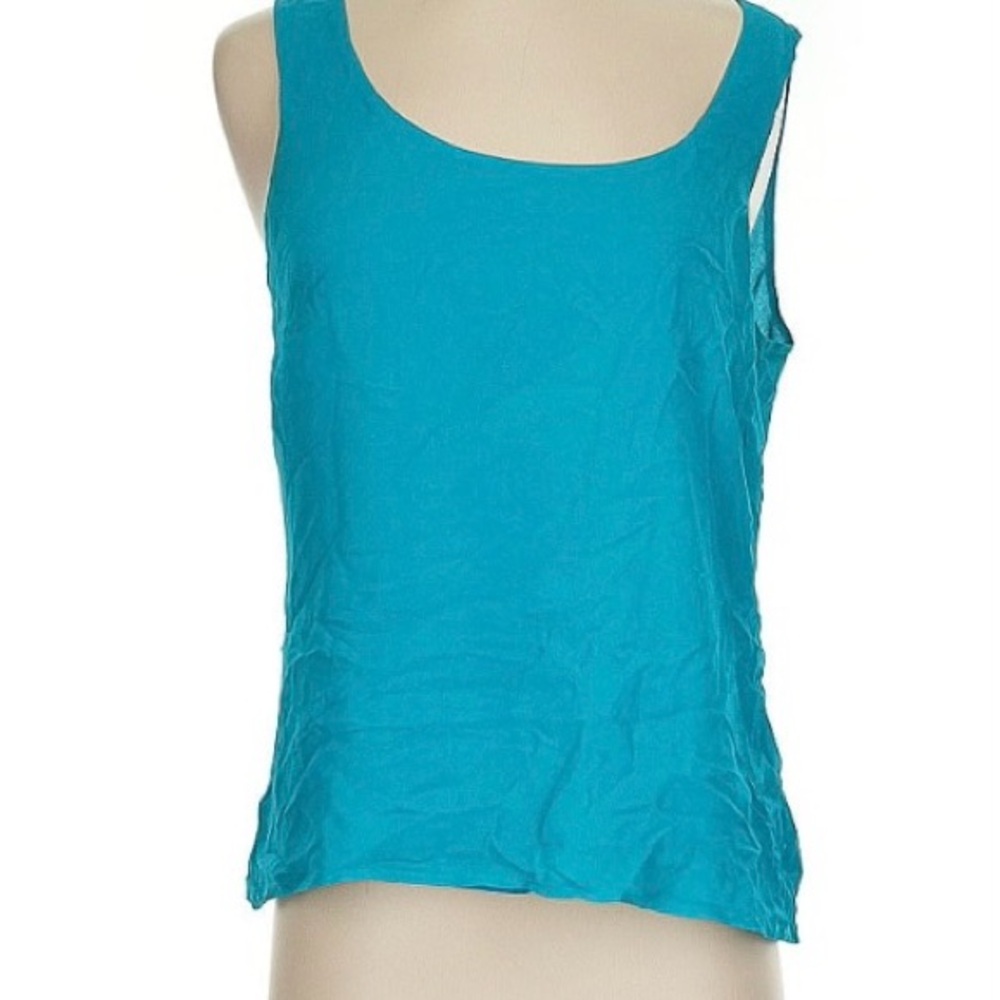 GUESS 100% silk top tank camisole teal size small runs large